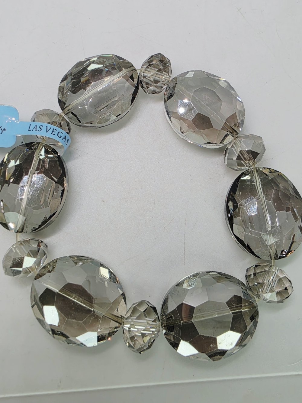 Alexander Kalifano NWT Smokey Fray Faceted Crystal Oval Bead Stretch Bracelet